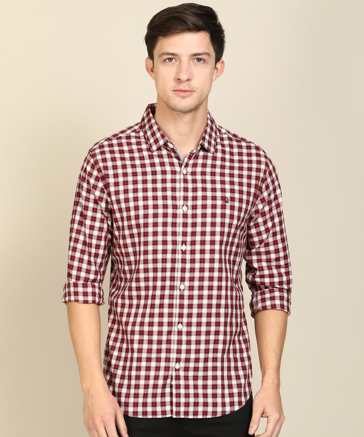 united colors of benetton men's checkered casual shirt