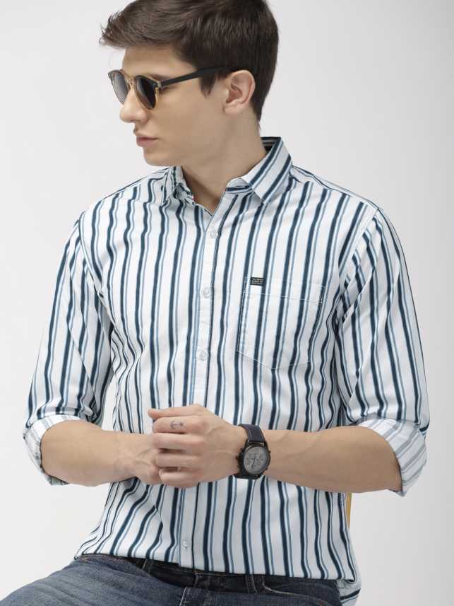 The Indian Garage Co Men Striped Casual White Shirt Buy The Indian Garage Co Men Striped Casual White Shirt Online At Best Prices In India Flipkart Com