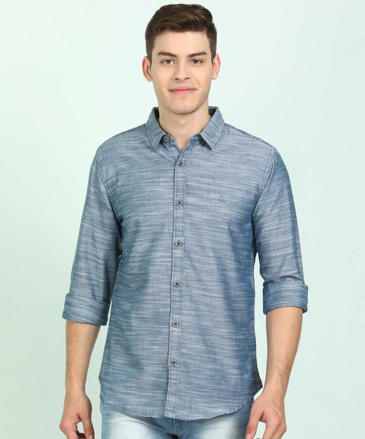 United Colors Of Benetton Men Self Design Casual Blue Shirt Buy United Colors Of Benetton Men Self Design Casual Blue Shirt Online At Best Prices In India Flipkart Com