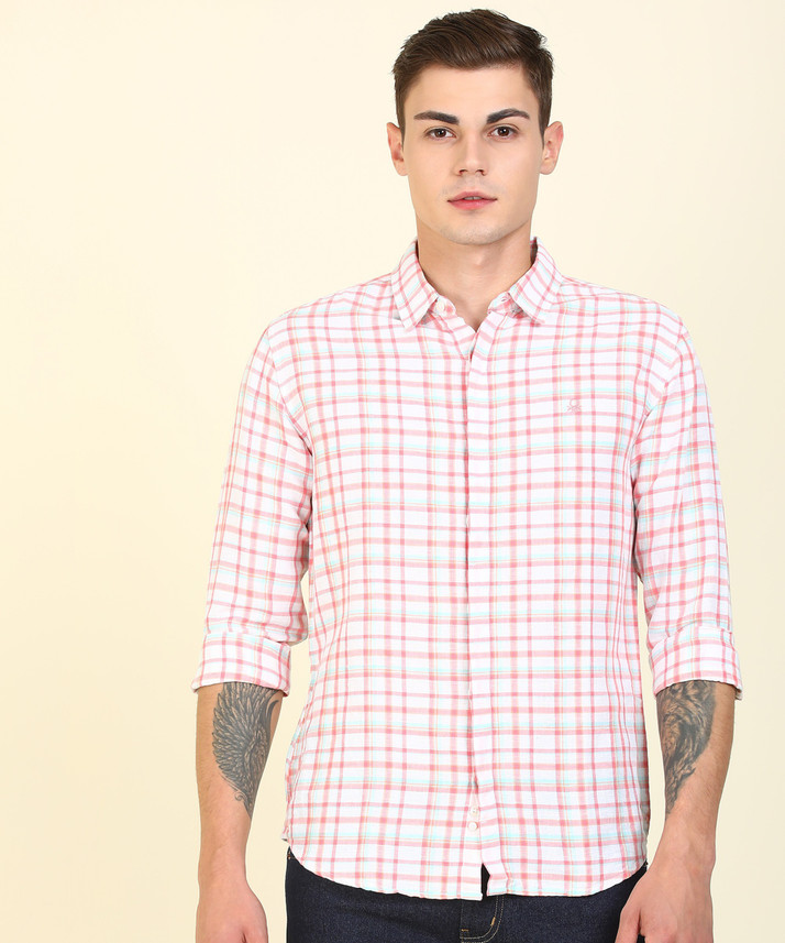 united colors of benetton men's checkered casual shirt