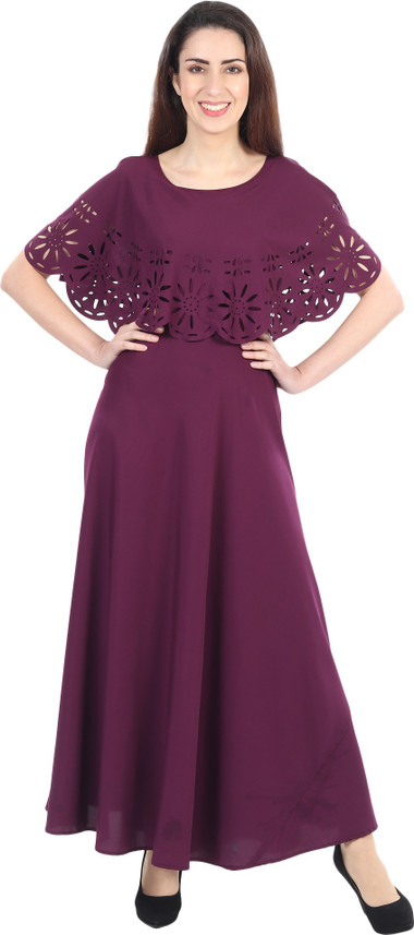 IQRA FASHION Women Ethnic Dress Maroon 
