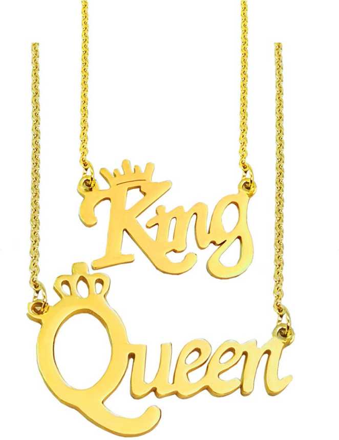 Men Style Couple King Queen Letter Locket With Chain Stainless Steel Pendant Price In India Buy Men Style Couple King Queen Letter Locket With Chain Stainless Steel Pendant Online At Best