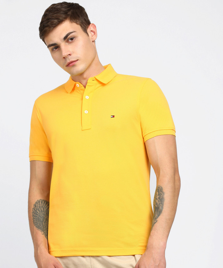 tommy hilfiger yellow polo t shirt
