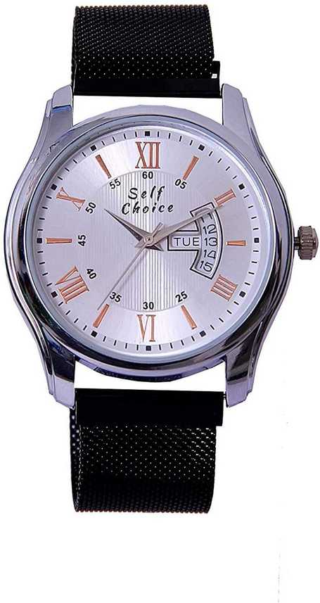 Self Choice Magnertic Strap Magnet Belt Silver White Dial Day And Date Men S Boy S Watch Sc Watch 044 Analog Watch For Men Buy Self Choice Magnertic Strap Magnet Belt Silver