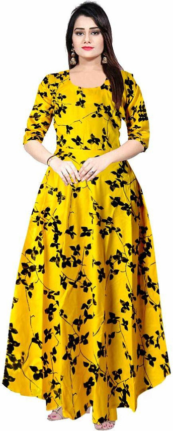 UrbanEra Women Gown Yellow Dress - Buy 