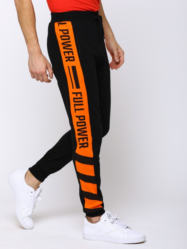 black pants with orange stripe