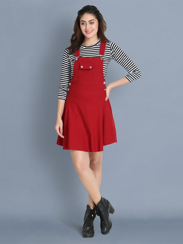 maroon pinafore