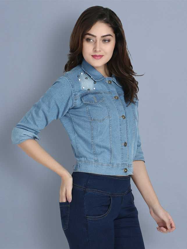 BuyNewTrend Full Sleeve Embellished Women Denim Jacket - Buy ...