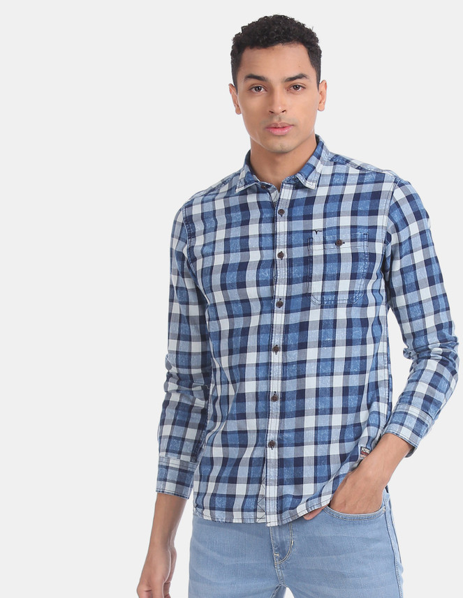FLYING MACHINE Men Checkered Casual 