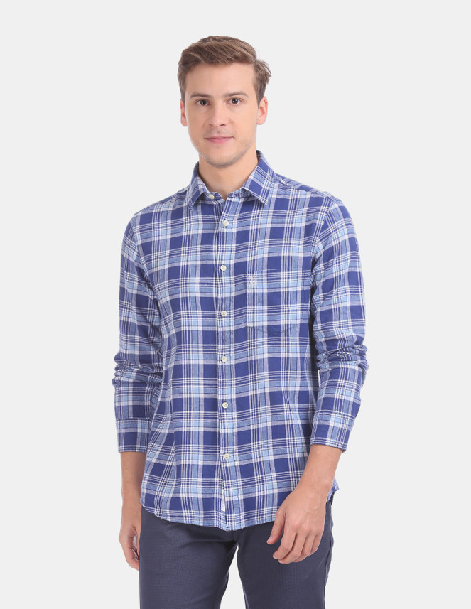 blue checkered polo