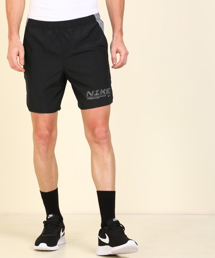 NIKE Solid Men Black Running Shorts 