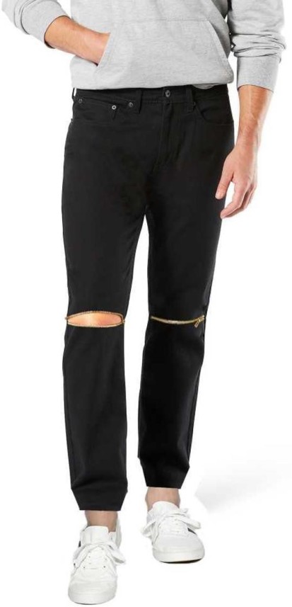 black jean joggers mens