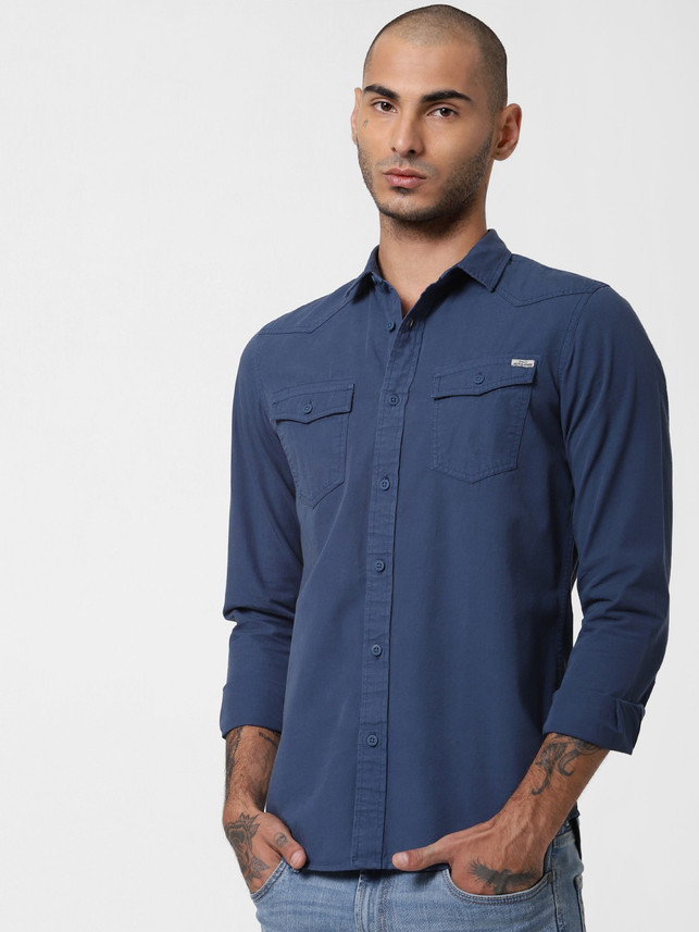 Buy JACK \u0026 JONES Men Solid Casual Blue 