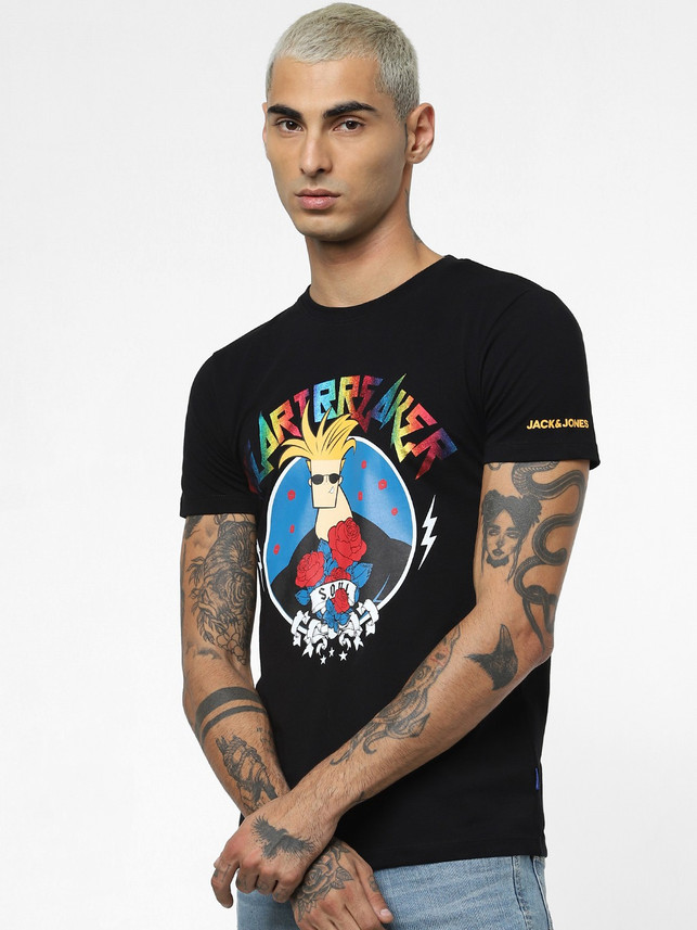 JACK \u0026 JONES Printed Men Round Neck 