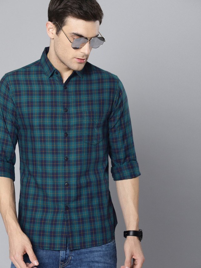 Dennis Lingo Men Checkered Casual Blue 