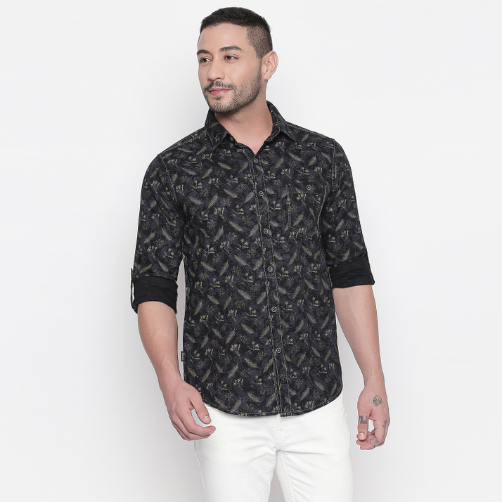 MUFTI Men Printed Casual Dark Blue 