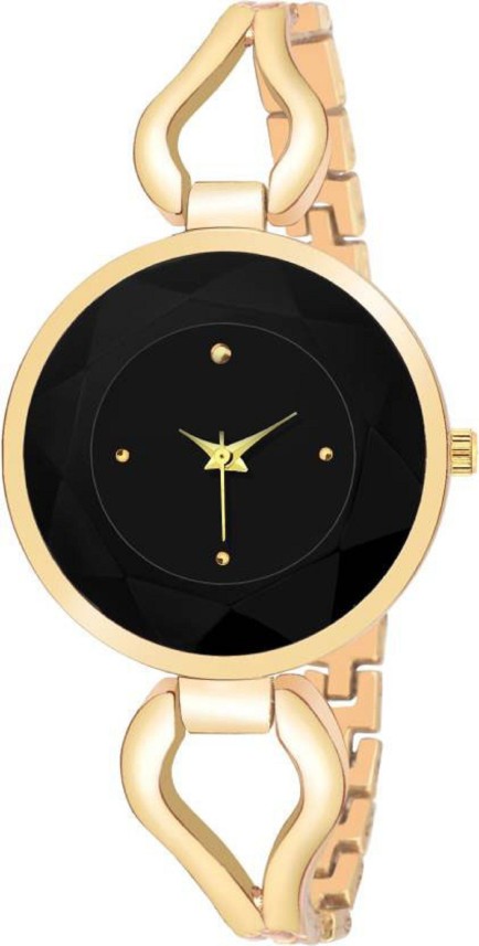 Bolun Round Black Dial gold watch 