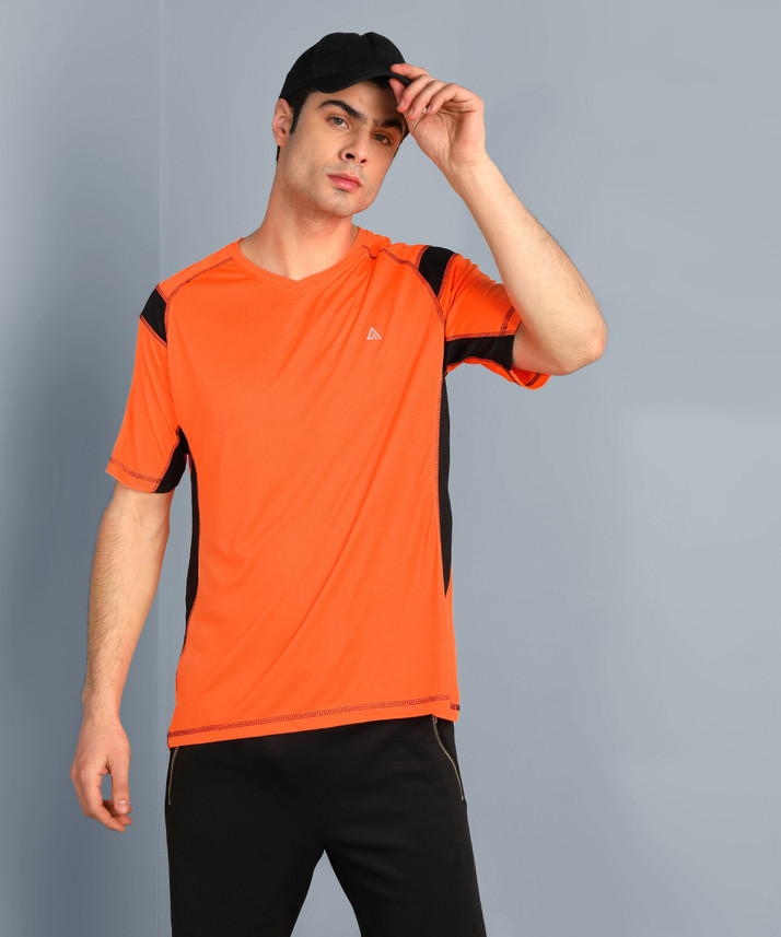 mens orange v neck t shirt