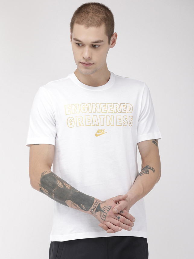NIKE Printed Men Round Neck White T 