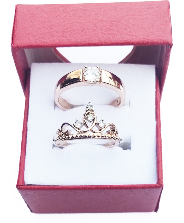 Men and Women her King his Queen  Wedding Pink Blue Zircon Crown Ring Ring Gift 