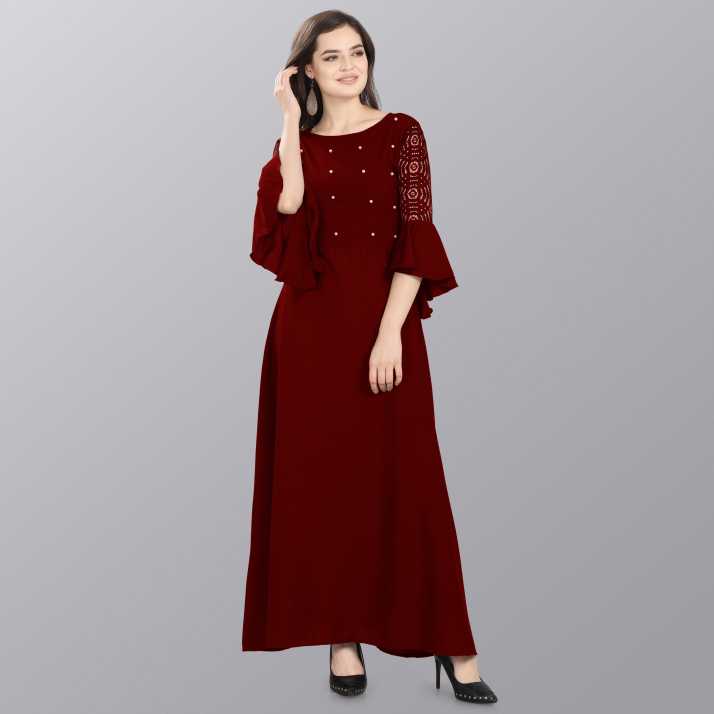 Sheetal Associates Women Maxi Maroon Dress Buy Sheetal Associates Women Maxi Maroon Dress Online At Best Prices In India Flipkart Com