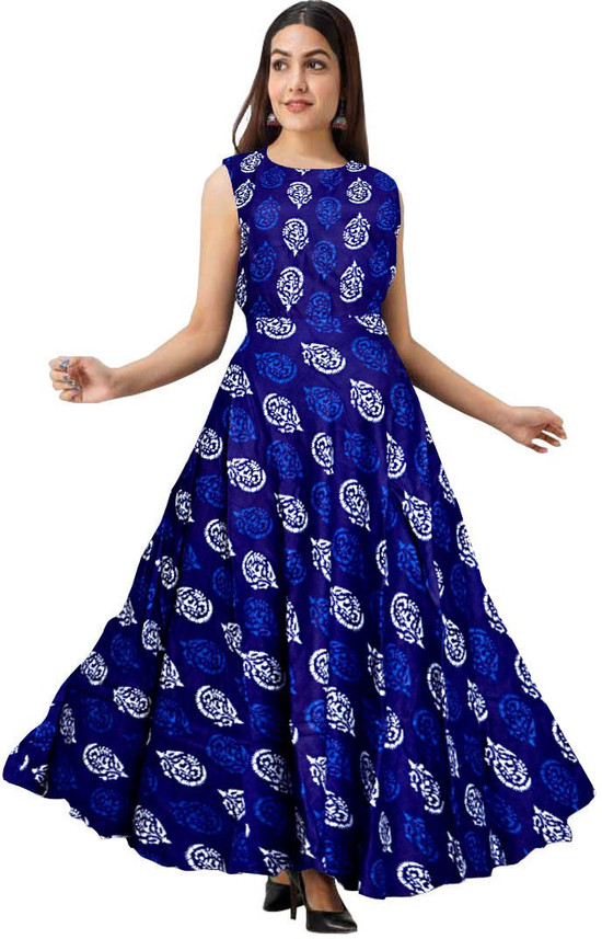 Gorangani Women Maxi Blue Dress - Buy 