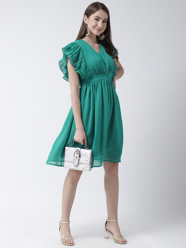 KASSUALLY Women Blouson Green Dress 