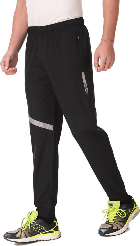 Self Design Men Black Track Pants 