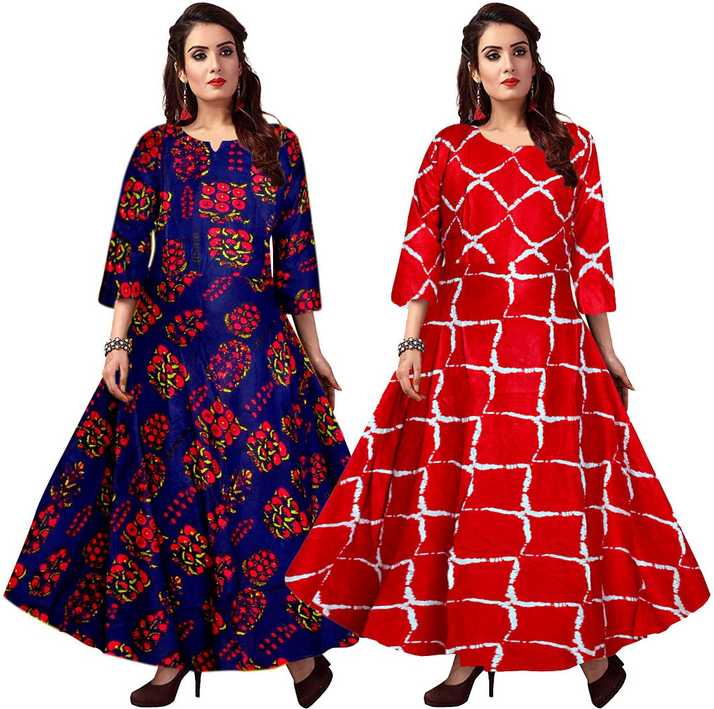 Trendy Fab Women Gown Red Blue Dress Buy Trendy Fab Women Gown Red Blue Dress Online At Best Prices In India Flipkart Com