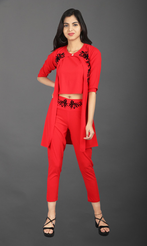 red 2 piece jumpsuit