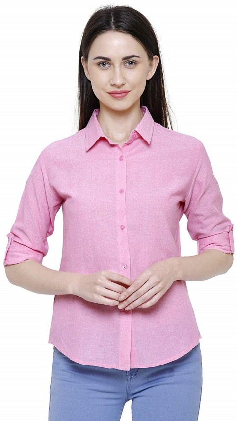 pink formal shirt for ladies