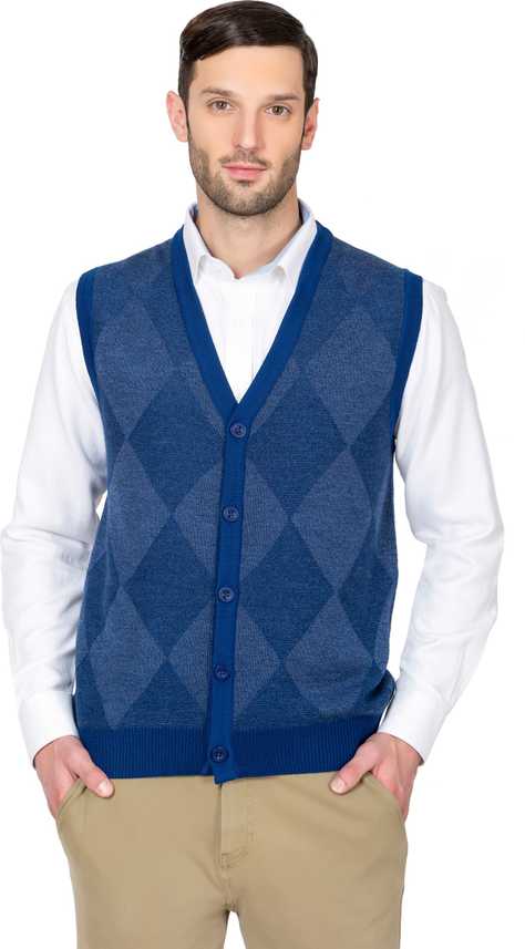 ALX Newyork Geometric Print V Neck Casual Men Dark Blue ALX Newyork Geometric Print V Neck Casual Men Dark Blue