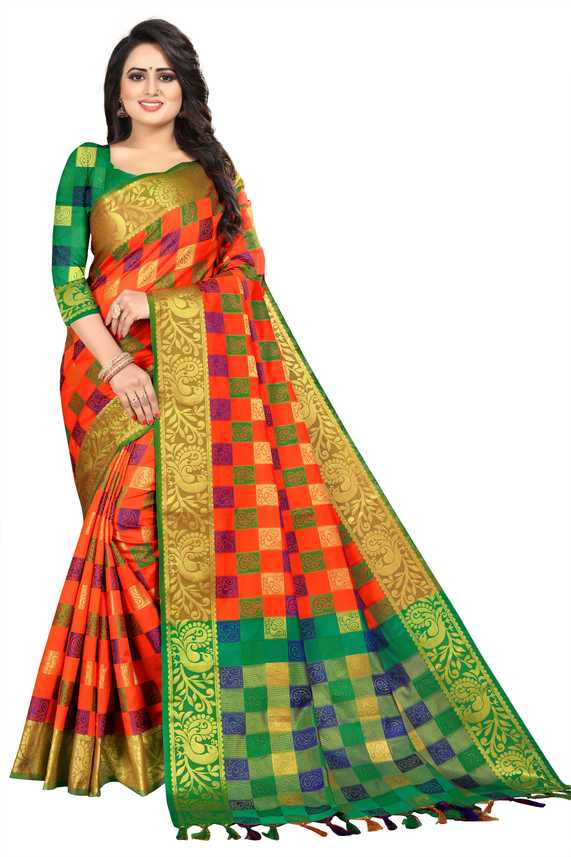 Buy Avaki Self Design Patola Jacquard Orange Sarees Online Best Price In India Flipkart Com