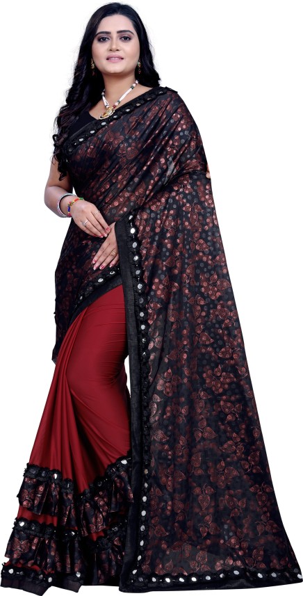 red and black saree flipkart