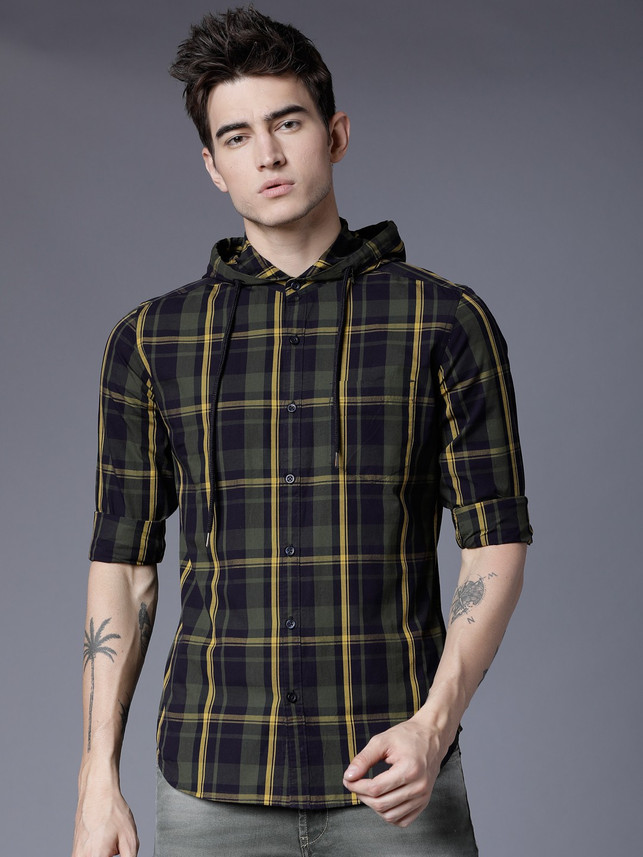 hooded plaid shirt flipkart