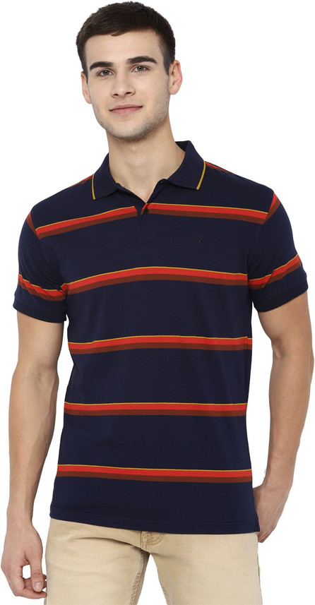 Allen Solly Striped Men Polo Neck Dark 