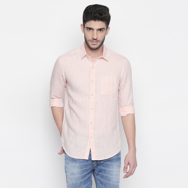 MUFTI Men Self Design Casual Orange 