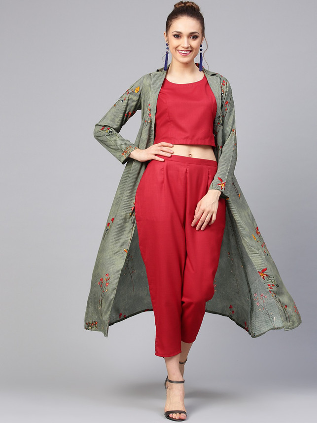 red ethnic jacket