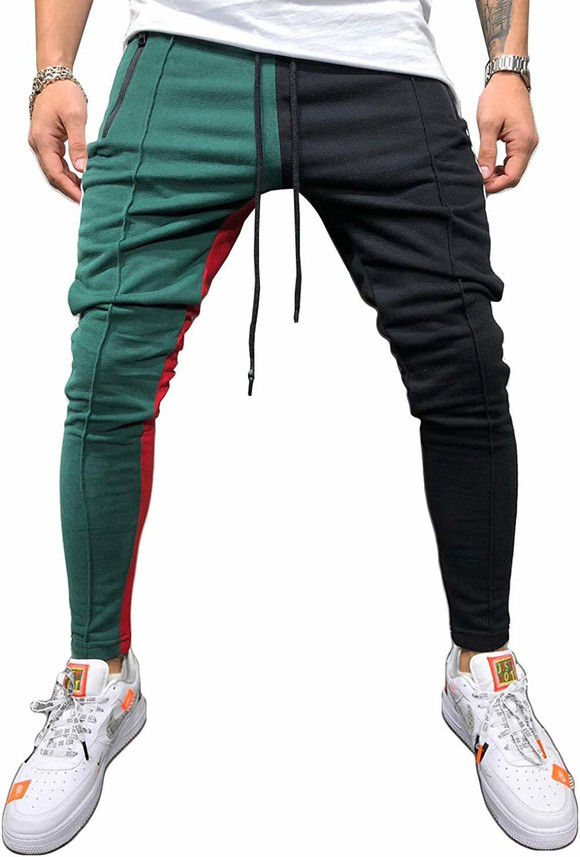green red track pants