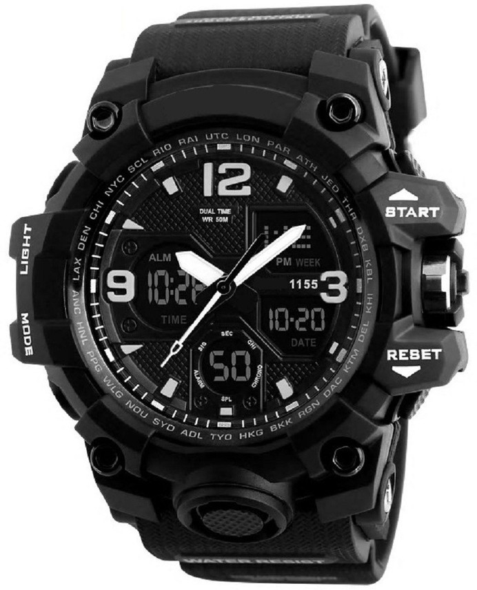 black digital sports watch