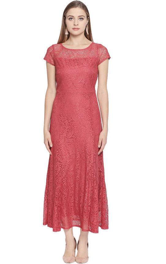 Pantaloons Women Asymmetric Pink Dress 