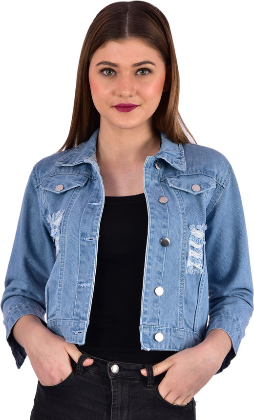 Full Sleeve Solid Women Denim Jacket 