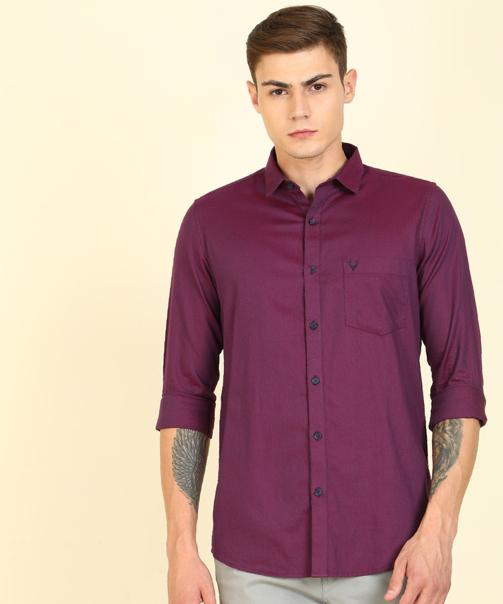 Buy Allen Solly Men Solid Formal Purple 