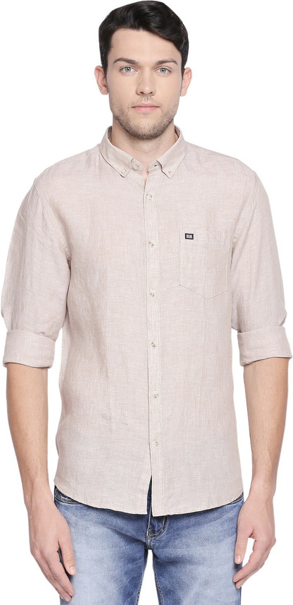 Pantaloons Men Solid Sports Beige Shirt 