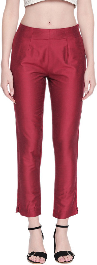 Pantaloons Slim Fit Women Red Trousers 
