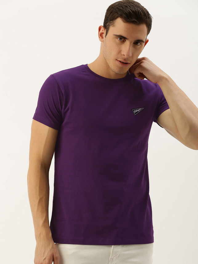 DILLINGER Solid Men Round Neck Purple T 