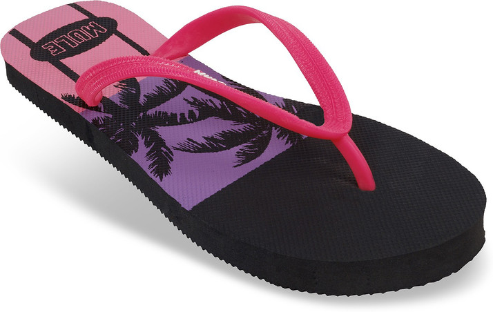 black and pink flip flops