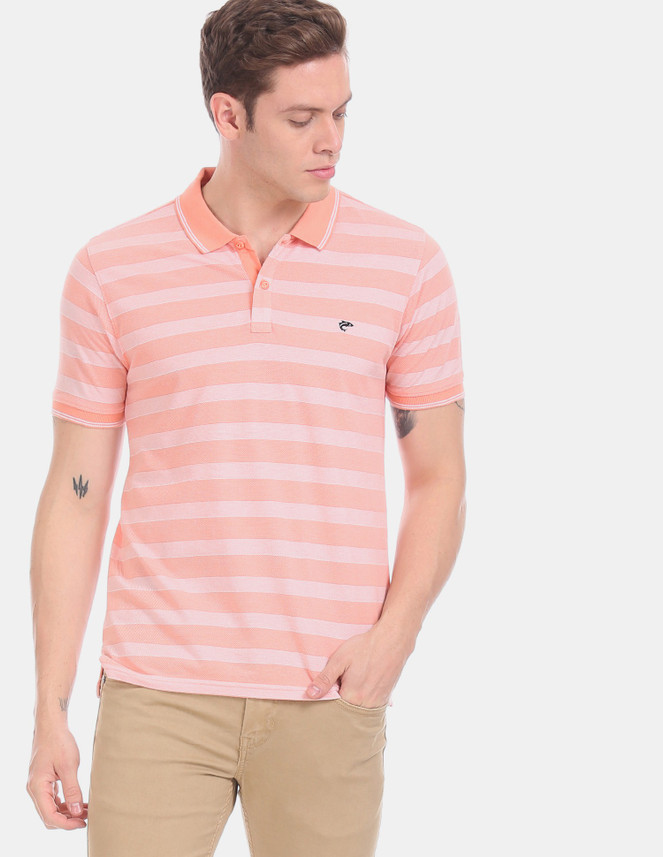 RUGGERS Striped Men Polo Neck Orange T 