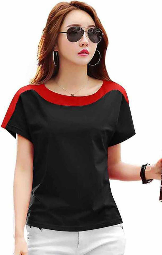 upperkutt Solid Women Round Neck Black 