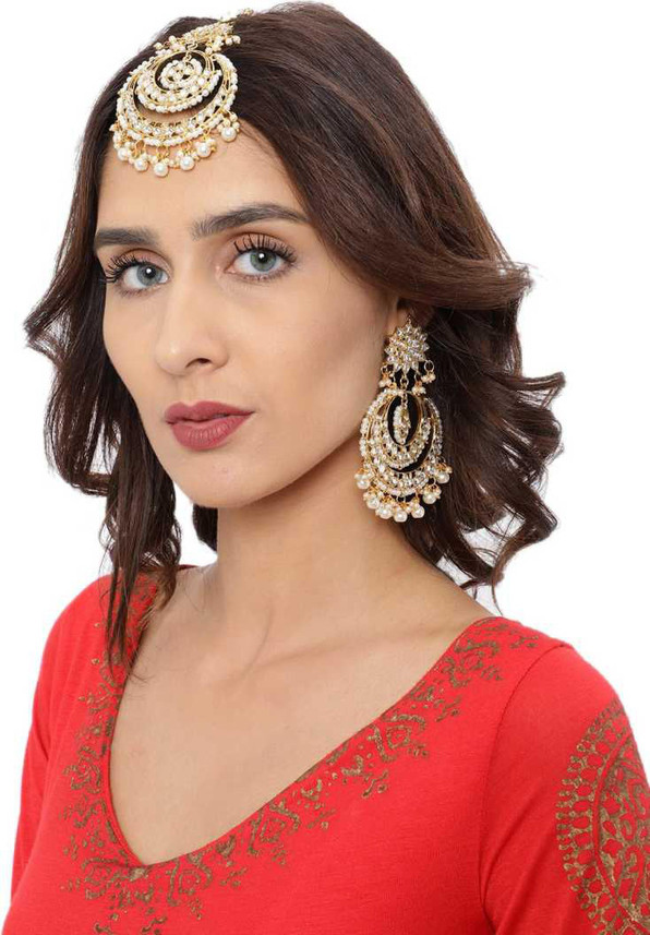 earrings with maang tikka flipkart